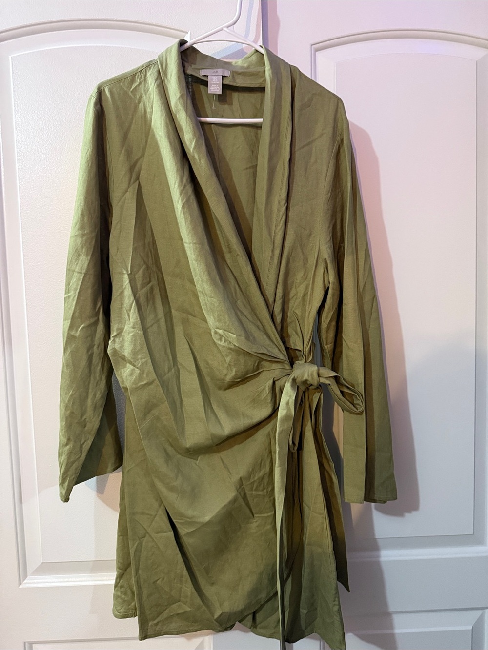 H&M Olive Green Wrap Dress with Tie